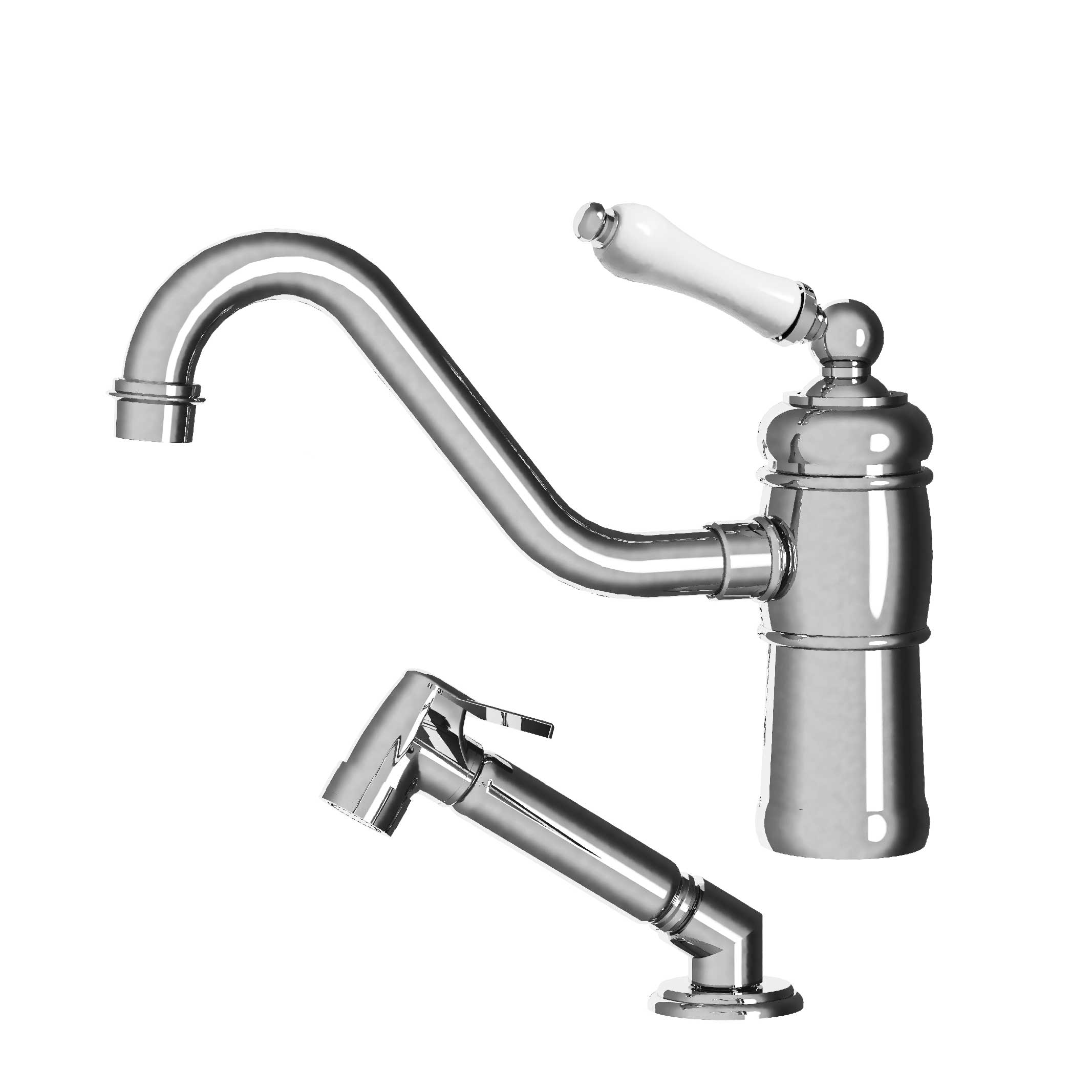MK04-1101MS Single-hole kitchen lever mixer & handspray