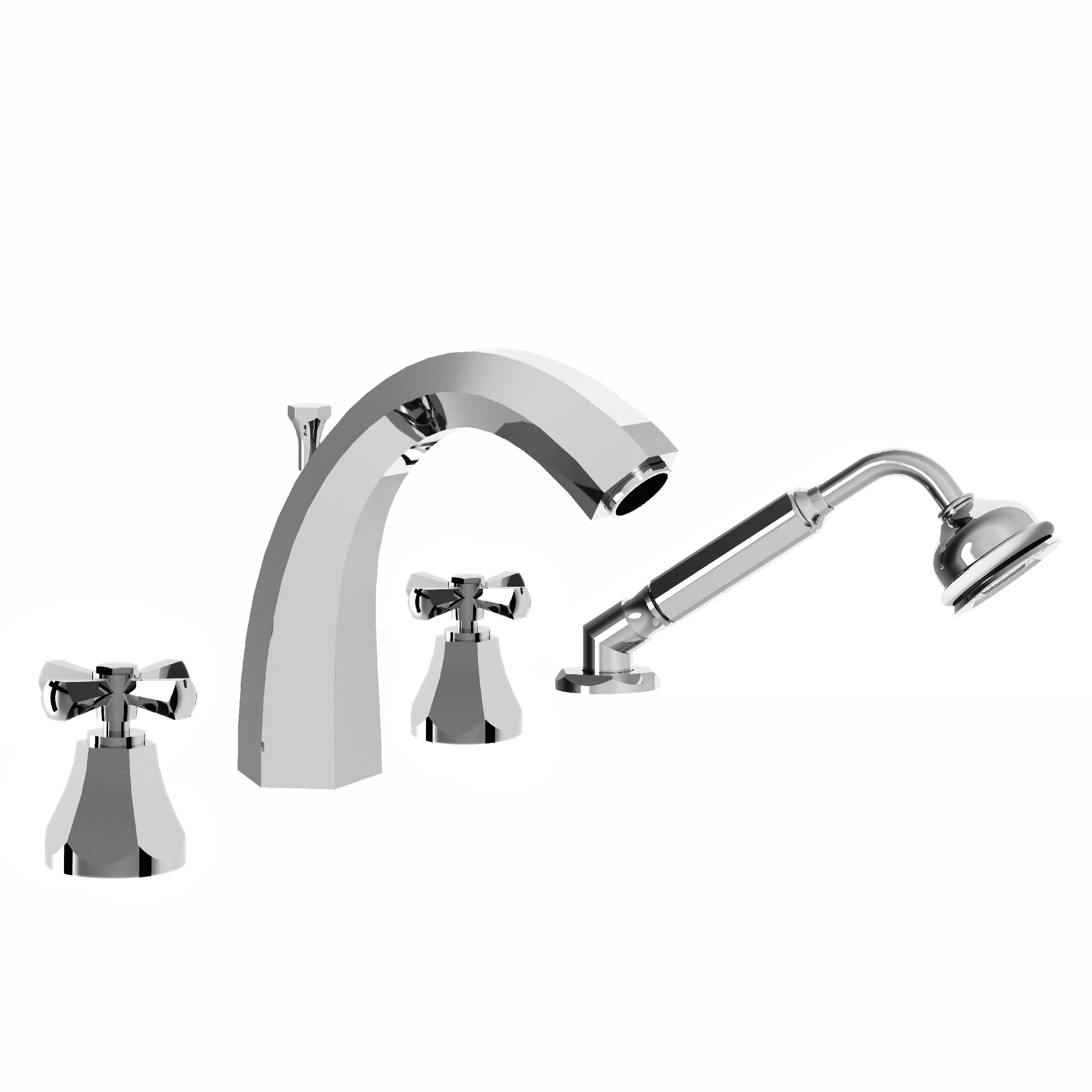 M13-3304H Mélangeur bain-douche 4 trous, bec haut