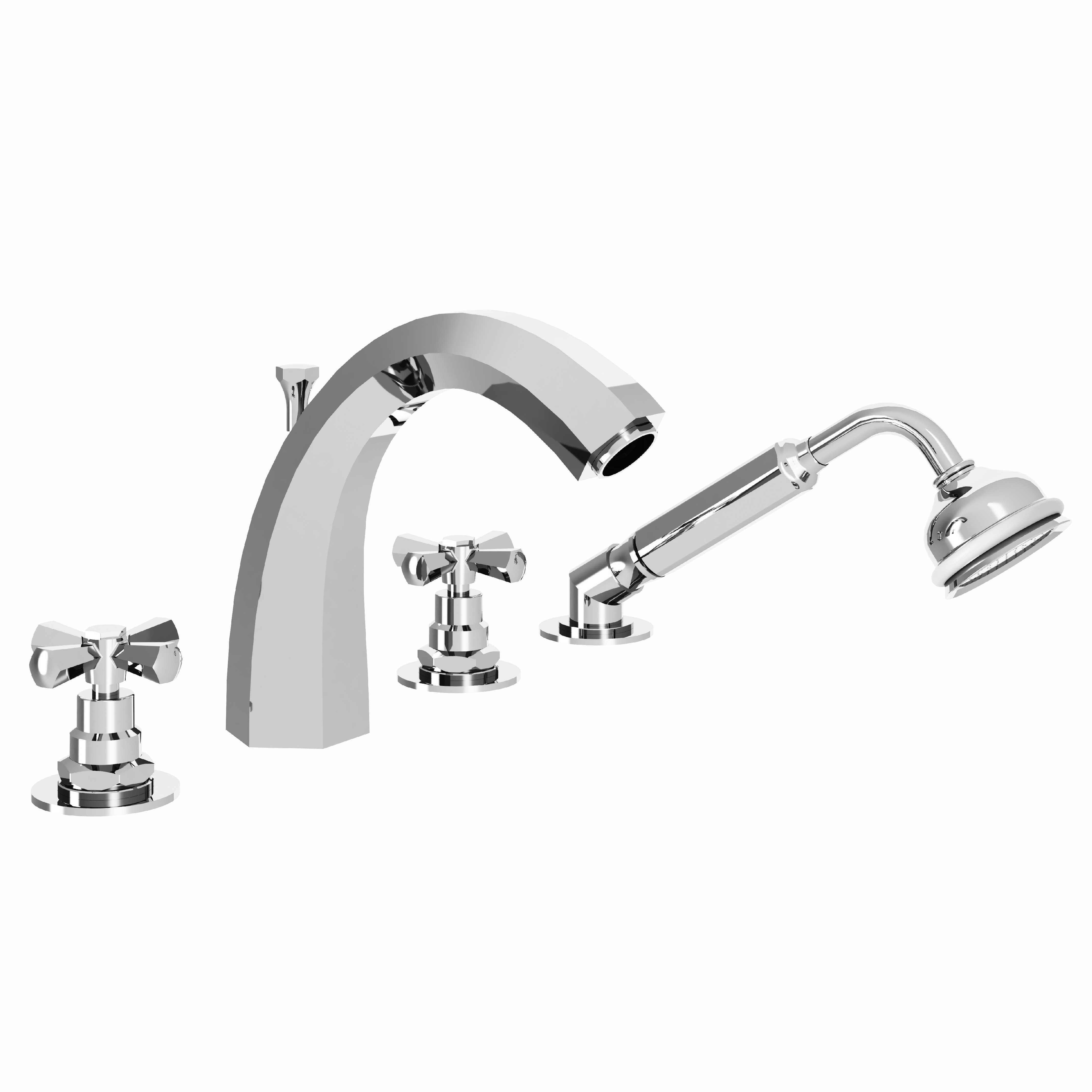 M38-3304H Mélangeur bain-douche 4 trous, bec haut