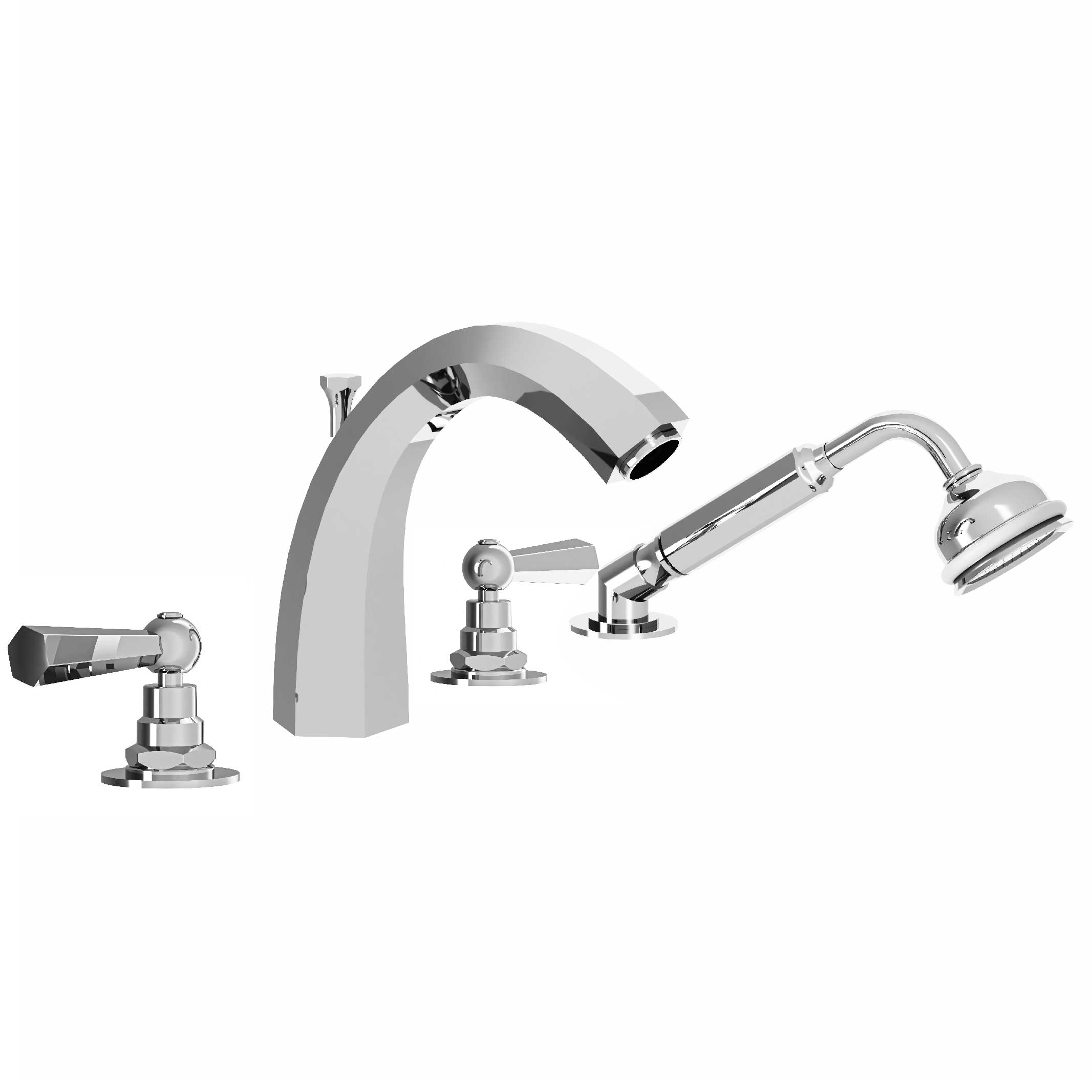 M39-3304H Mélangeur bain-douche 4 trous, bec haut