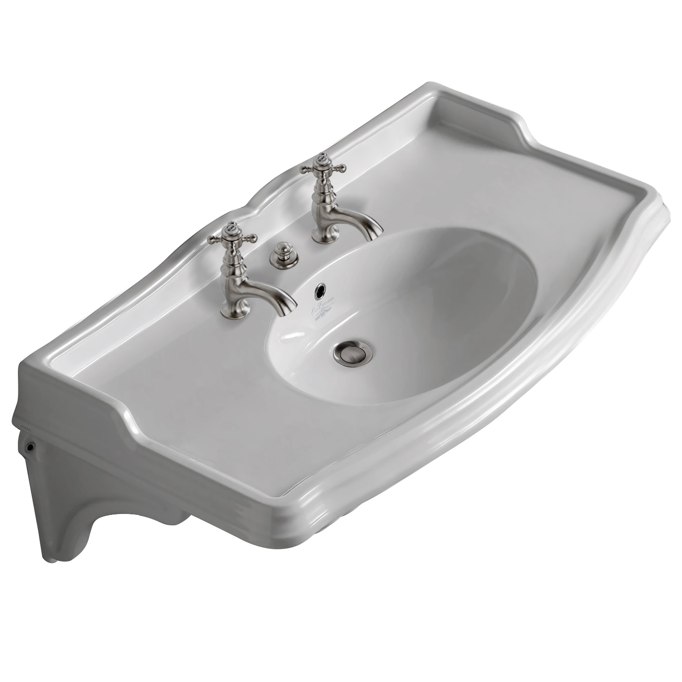 MS03-105-equerres-ceramique Victorian washbasin on ceramic brackets, L. 105cm