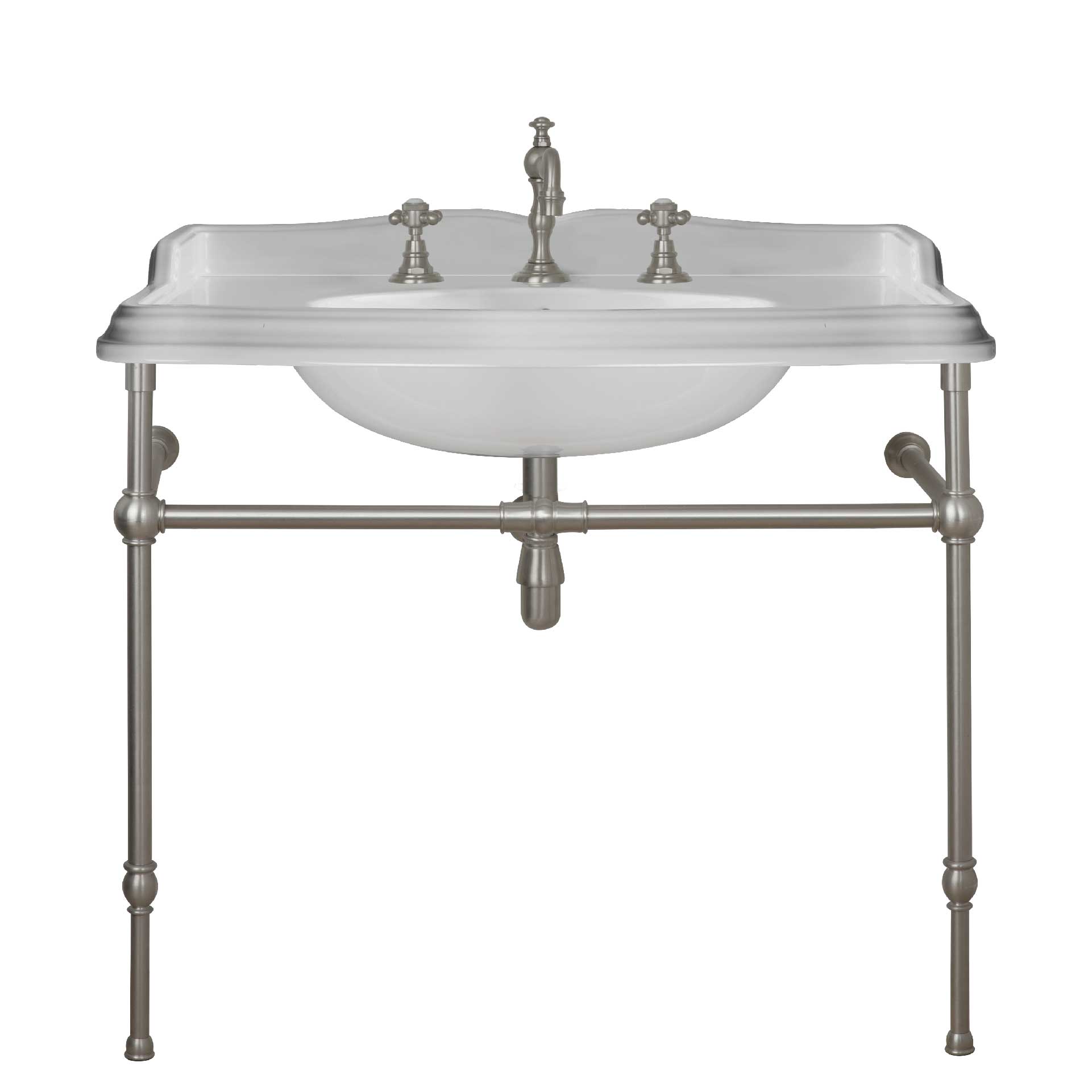 MS03-105-pietement-laiton Victorian washbasin on brass washstand, L. 105cm