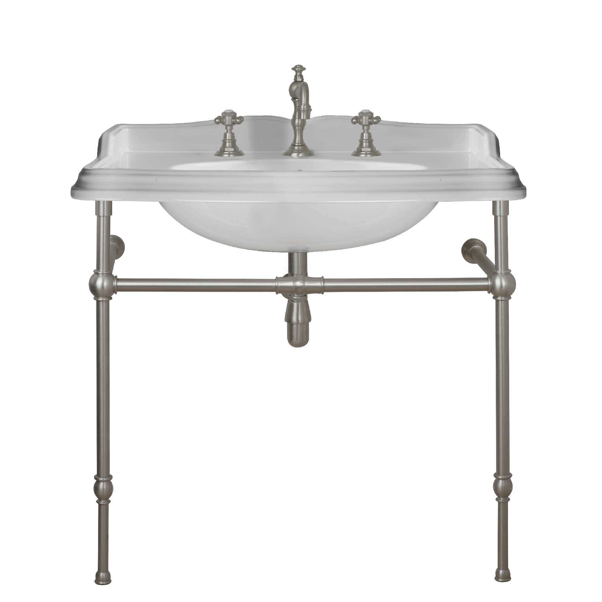 MS03-90-pietement-laiton Victorian washbasin on brass washstand, L. 90cm