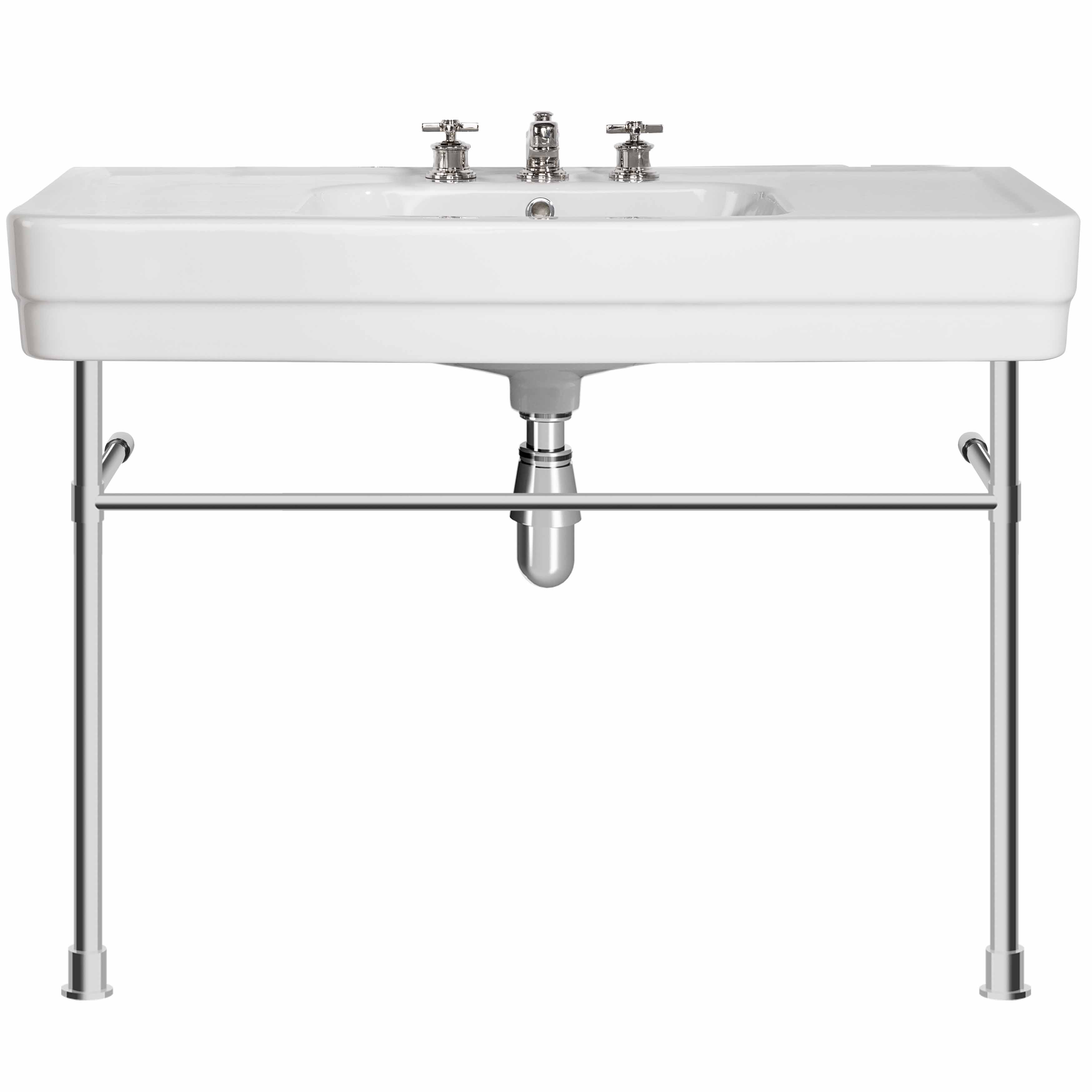 MS05-101-pietement-laiton Edward washbasin on brass washstand, L. 101cm