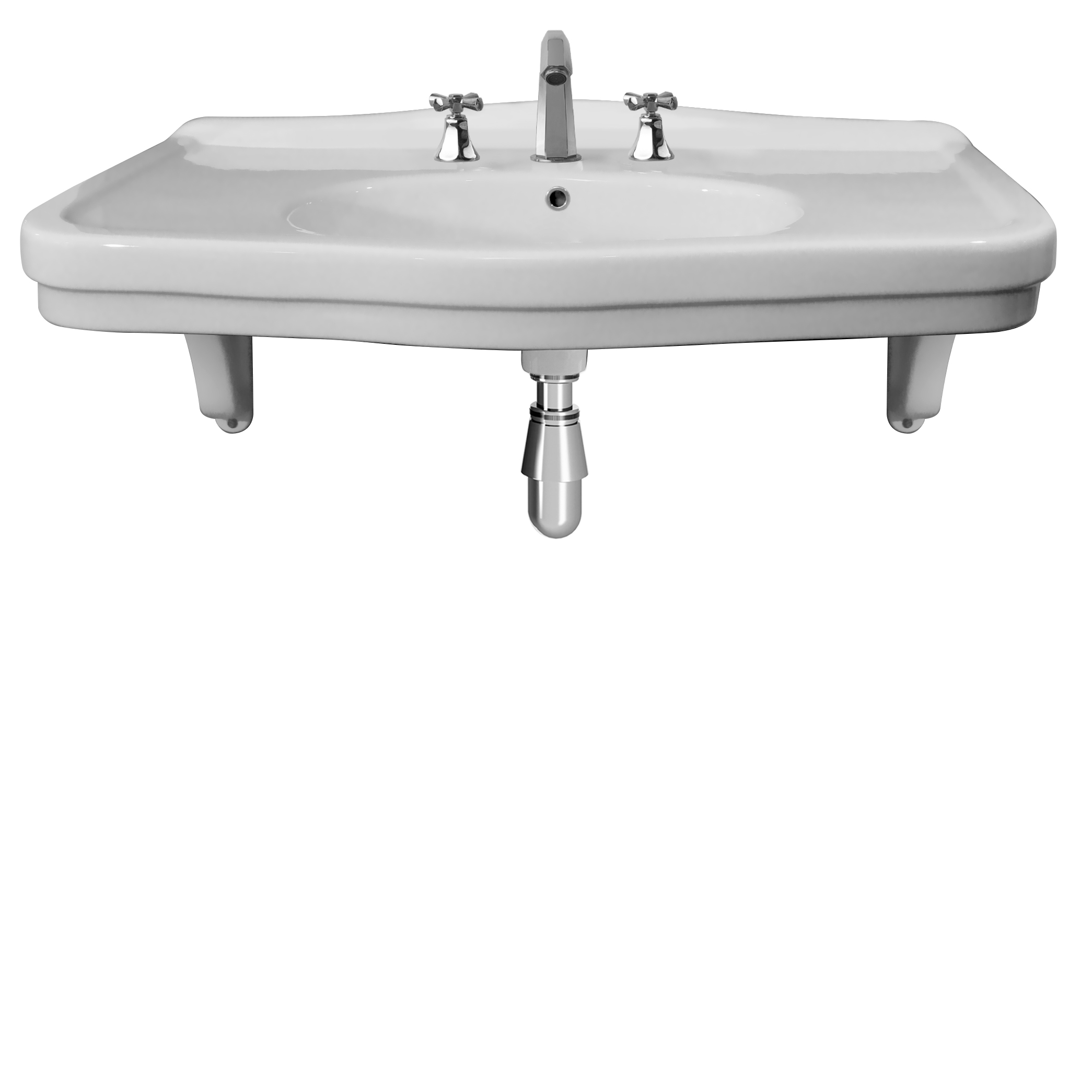 MS06-105-equerres-ceramique Le Touquet washbasin on ceramic brackets, L. 105cm