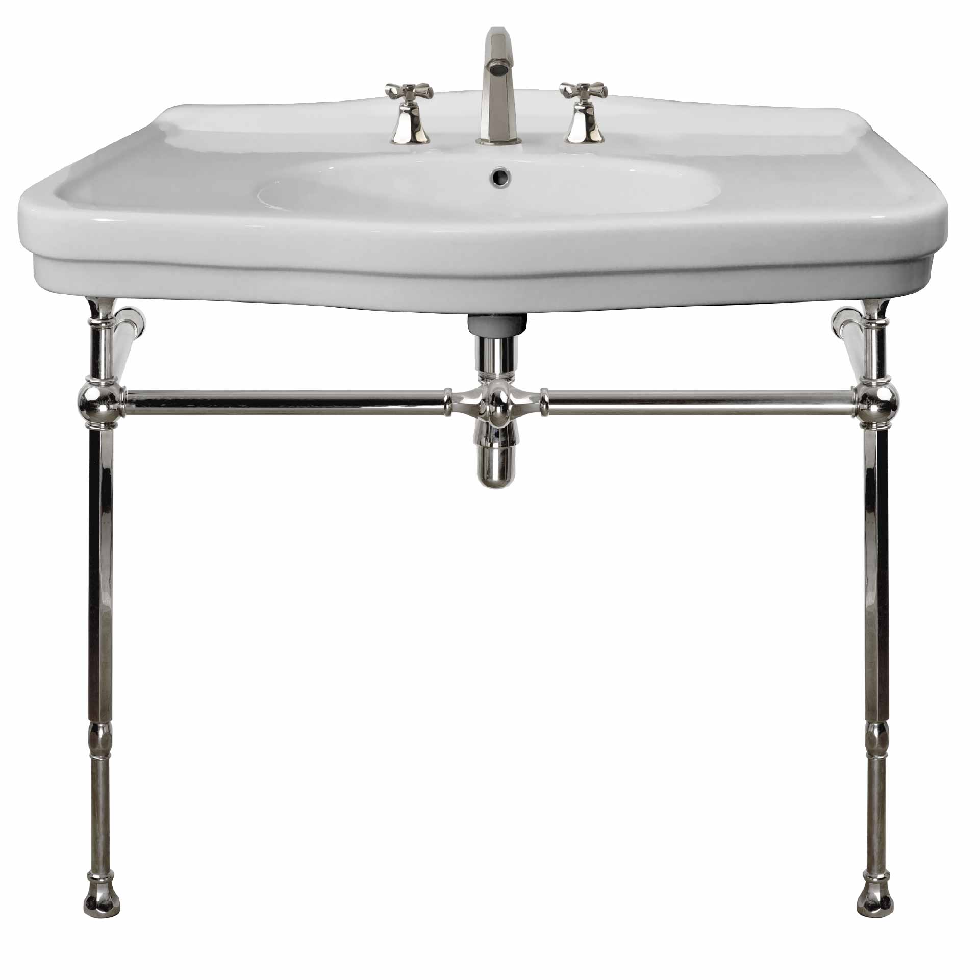 MS06-105-pietement-laiton Le Touquet washbasin on brass washstand, L. 105cm