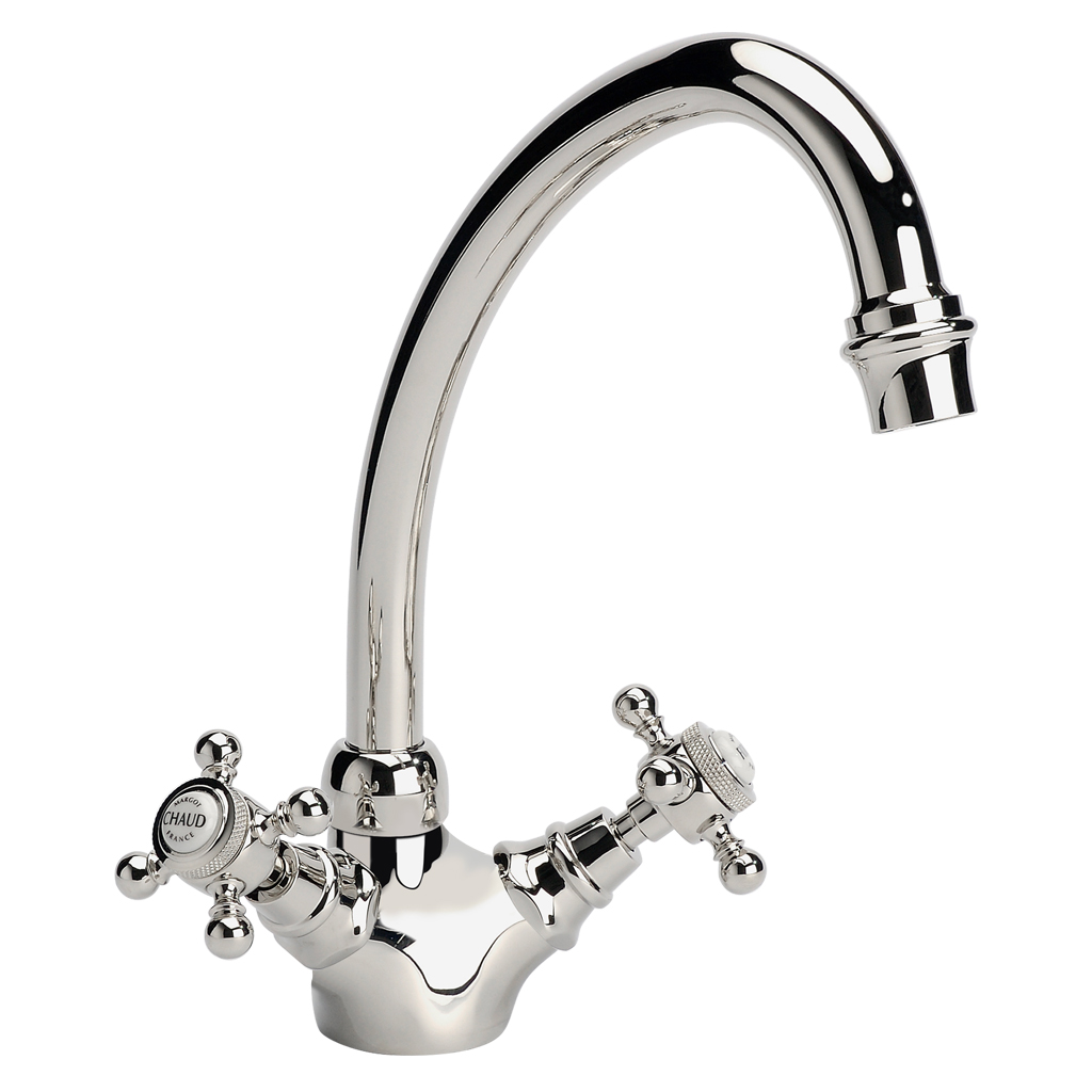 Mélangeur d'évier monotrou, collection Circé, en finition Nickel Brillant